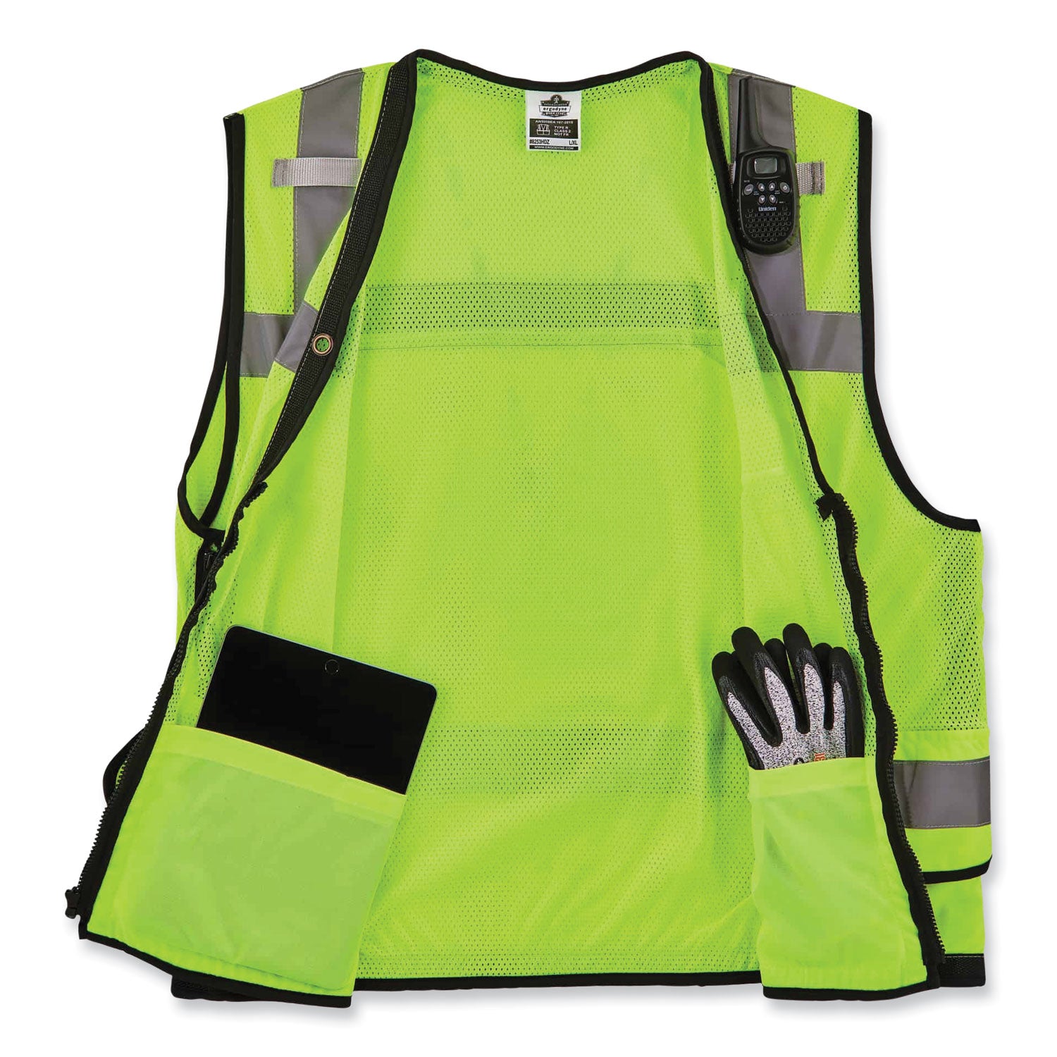 GloWear 8253HDZ Class 2 Heavy-Duty Mesh Surveyors Vest, Polyester, 4X-Large/5X-Large, Lime, Ships in 1-3 Business Days