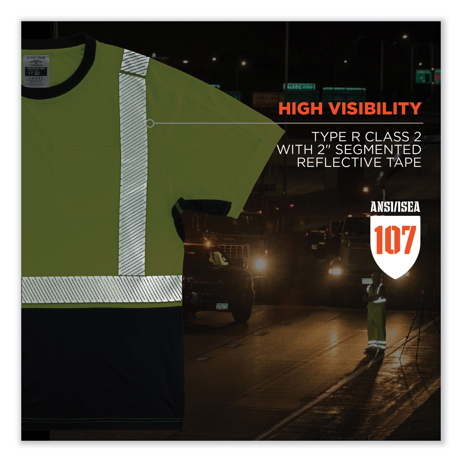 glowear-8283bk-class-2-lightweight-performance-hi-vis-t-shirt-polyester-2x-large-lime-ships-in-1-3-business-days_ego23506 - 4