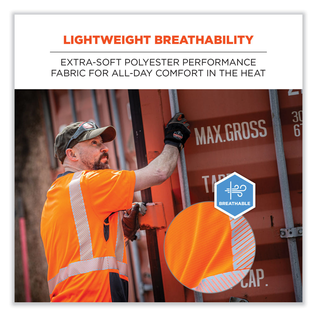 GloWear 8283BK Class 2 Lightweight Performance Hi-Vis T-Shirt, Polyester, Small, Orange, Ships in 1-3 Business Days