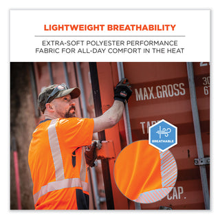 GloWear 8283BK Class 2 Lightweight Performance Hi-Vis T-Shirt, Polyester, Large, Orange, Ships in 1-3 Business Days