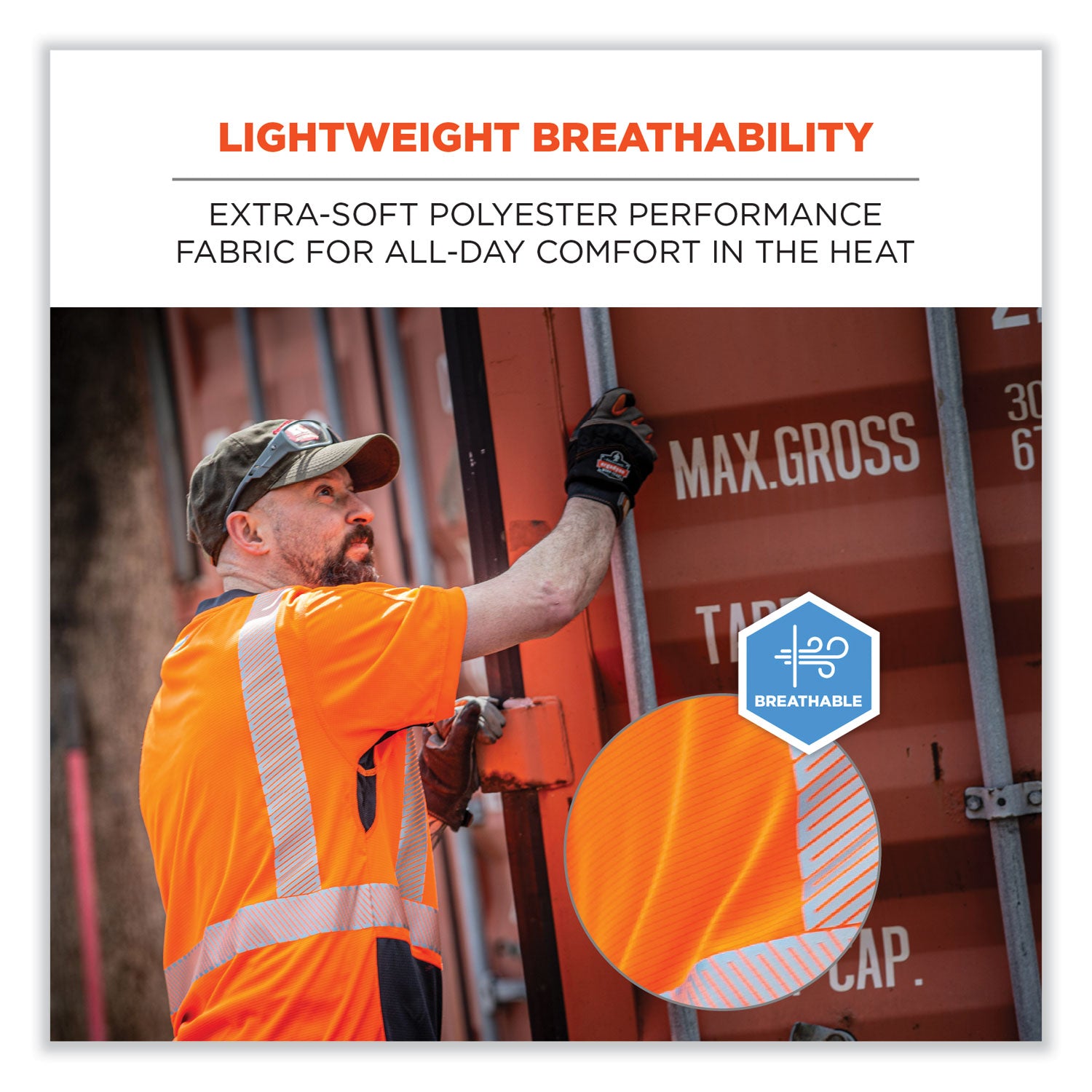GloWear 8283BK Class 2 Lightweight Performance Hi-Vis T-Shirt, Polyester, X-Large, Orange, Ships in 1-3 Business Days