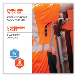 GloWear 8283BK Class 2 Lightweight Performance Hi-Vis T-Shirt, Polyester, X-Large, Orange, Ships in 1-3 Business Days