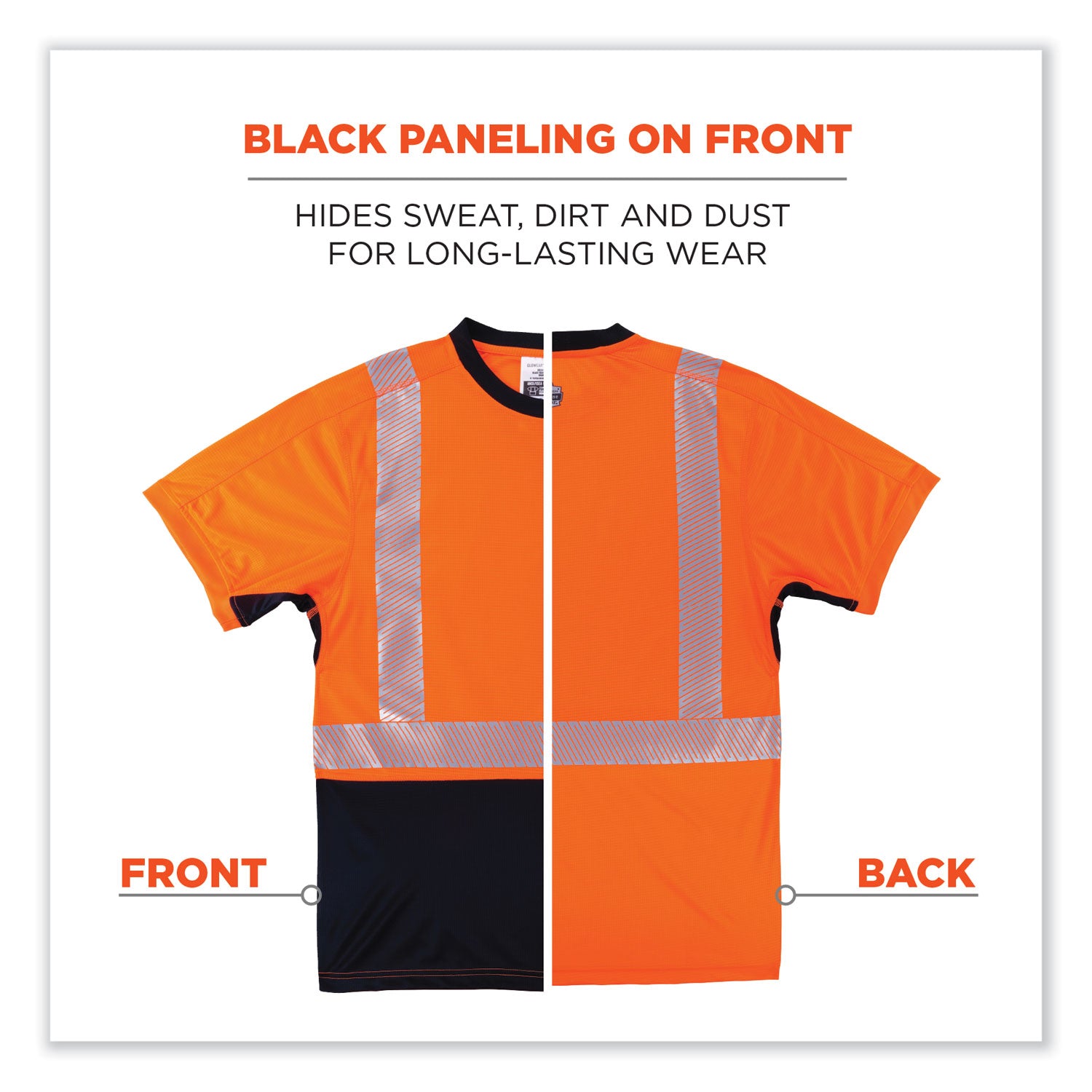 GloWear 8283BK Class 2 Lightweight Performance Hi-Vis T-Shirt, Polyester, 3X-Large, Orange, Ships in 1-3 Business Days