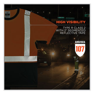 GloWear 8283BK Class 2 Lightweight Performance Hi-Vis T-Shirt, Polyester, 5X-Large, Orange, Ships in 1-3 Business Days
