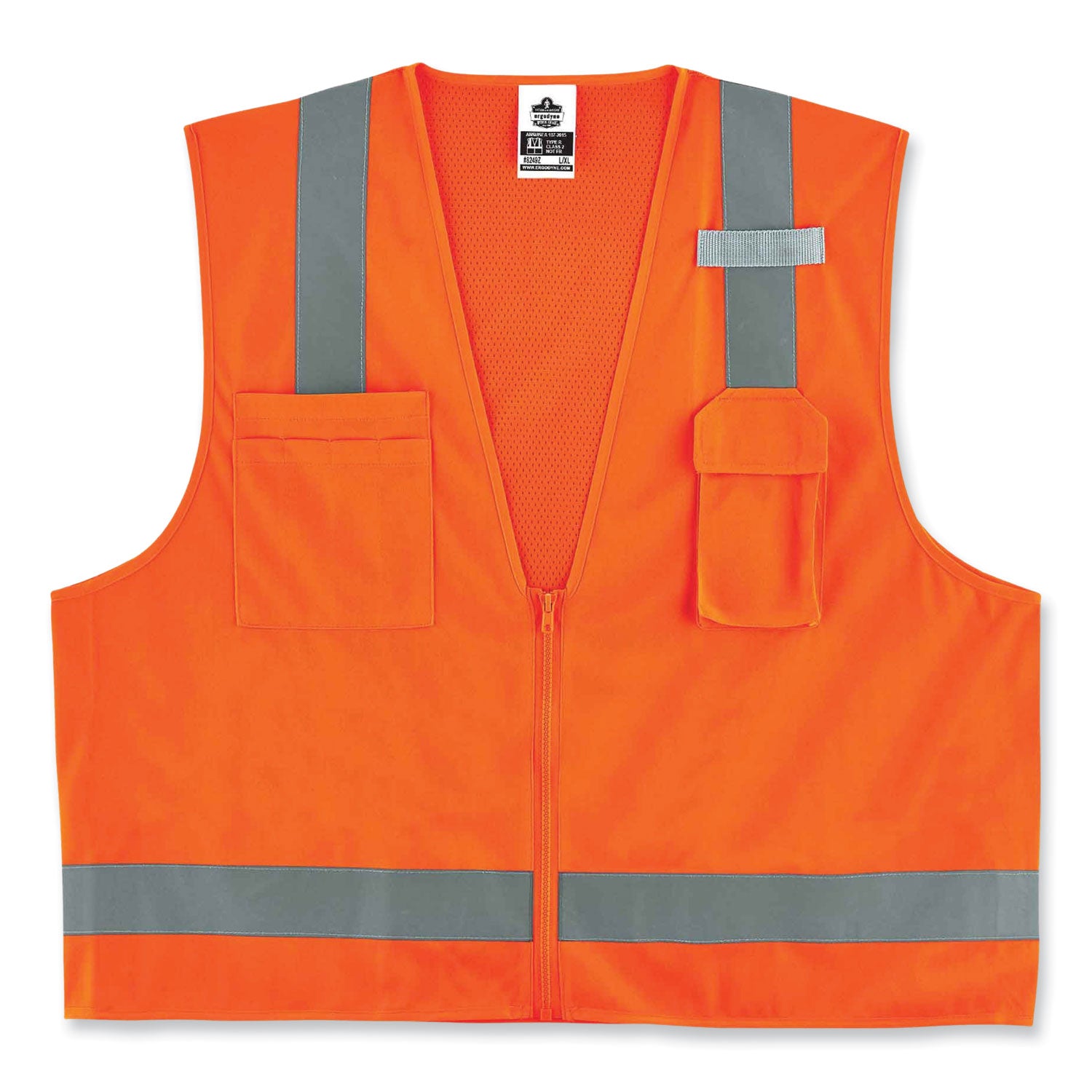 glowear-8249z-class-2-economy-surveyors-zipper-vest-polyester-4x-large-5x-large-orange-ships-in-1-3-business-days_ego24019 - 1