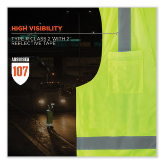 GloWear 8249Z Class 2 Economy Surveyors Zipper Vest, Polyester, 2X-Large/3X-Large, Lime, Ships in 1-3 Business Days