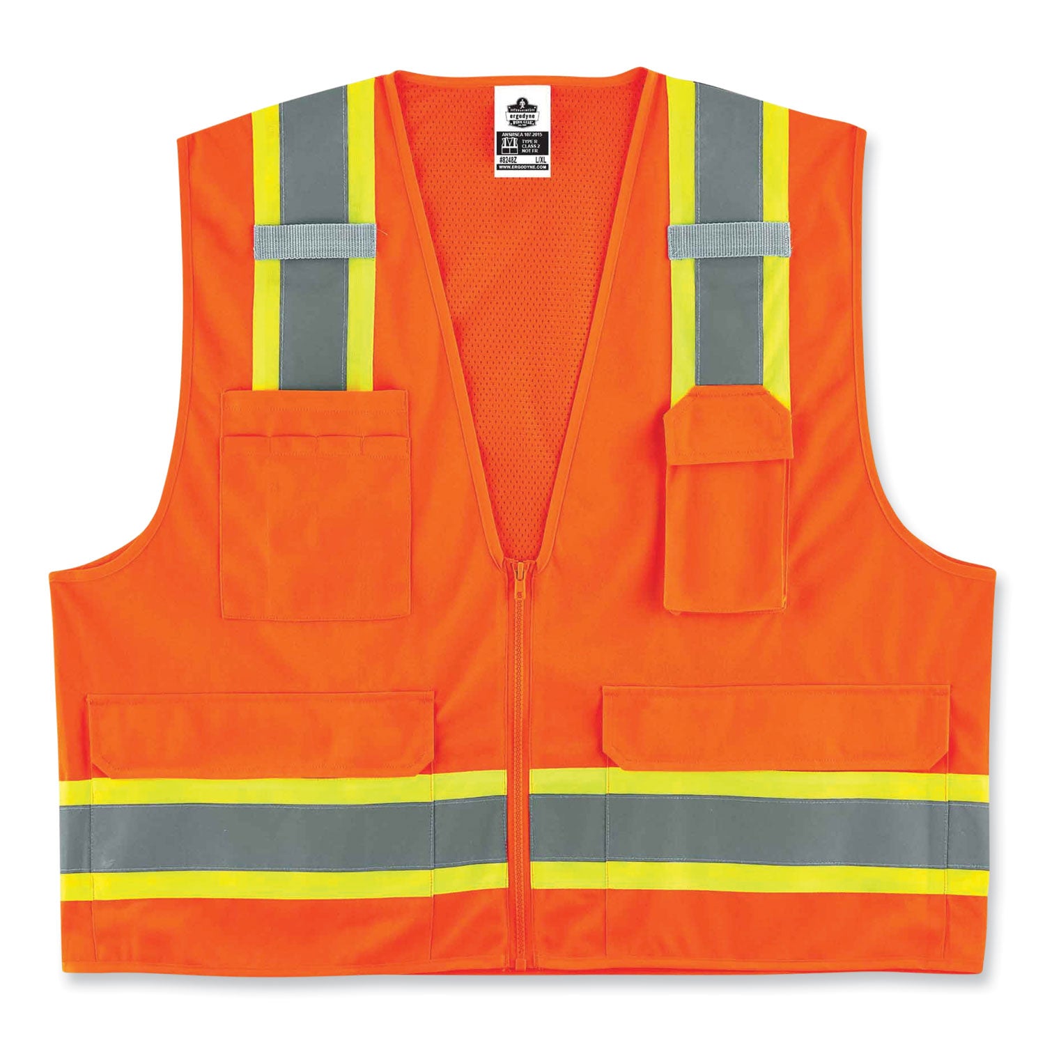 glowear-8248z-class-2-two-tone-surveyors-zipper-vest-polyester-large-x-large-orange-ships-in-1-3-business-days_ego24065 - 1