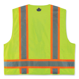 GloWear 8248Z Class 2 Two-Tone Surveyors Zipper Vest, Polyester, Small/Medium, Lime, Ships in 1-3 Business Days
