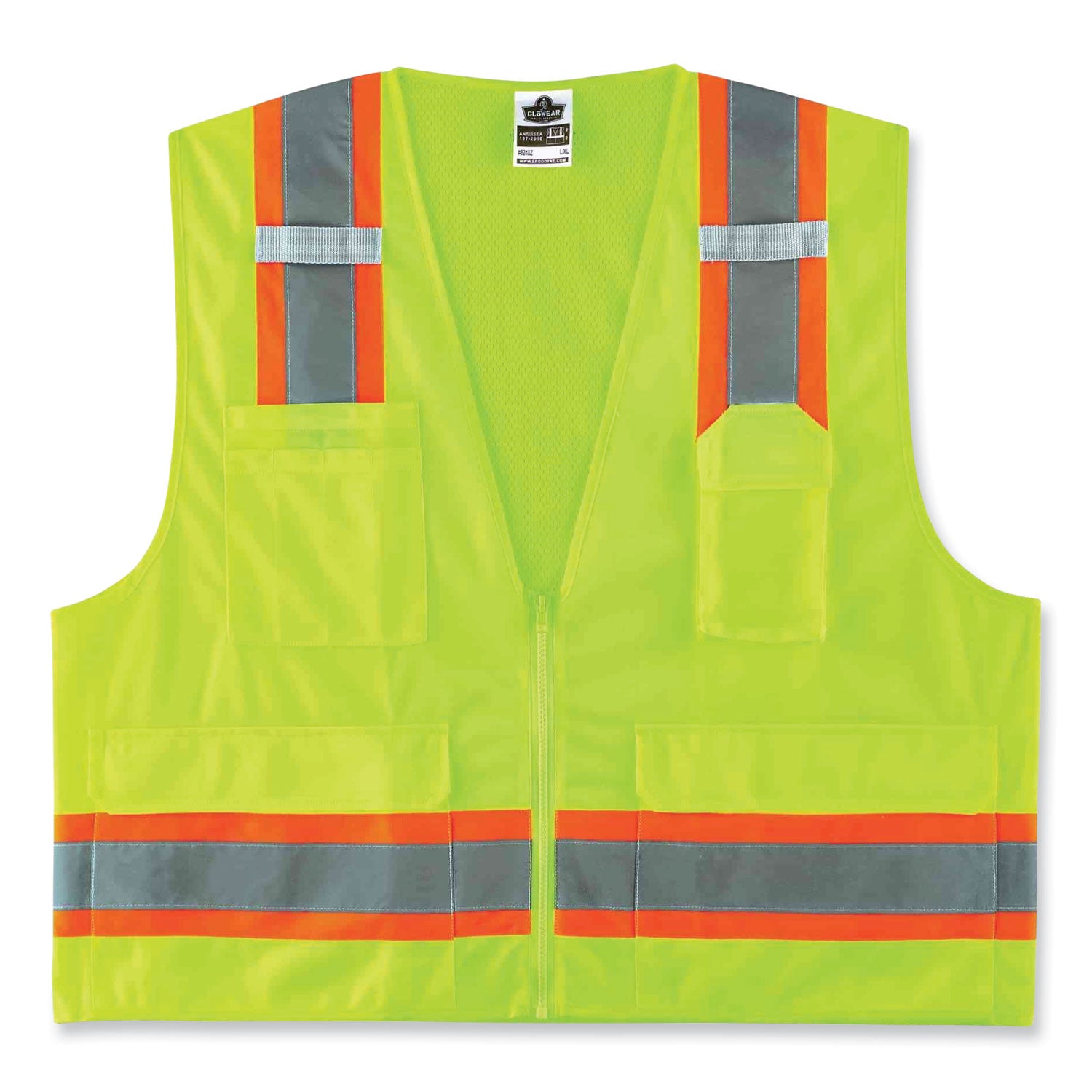 glowear-8248z-class-2-two-tone-surveyors-zipper-vest-polyester-small-medium-lime-ships-in-1-3-business-days_ego24073 - 1