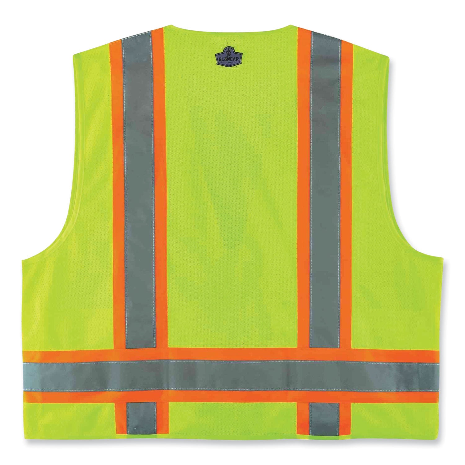 GloWear 8248Z Class 2 Two-Tone Surveyors Zipper Vest, Polyester, 4X-Large/5X-Large, Lime, Ships in 1-3 Business Days