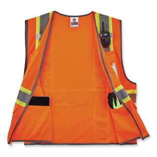 GloWear 8246Z Class 2 Two-Tone Mesh Reflective Binding Zipper Vest, Polyester, 2XL/3XL, Orange, Ships in 1-3 Business Days