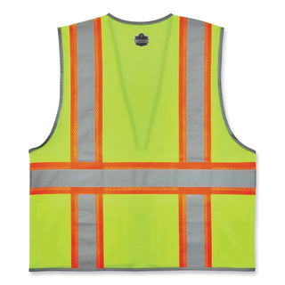 GloWear 8246Z Class 2 Two-Tone Mesh Reflective Binding Zipper Vest, Polyester, Large/XL, Lime, Ships in 1-3 Business Days