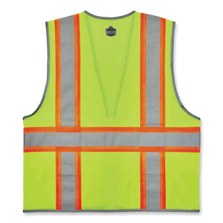 GloWear 8246Z Class 2 Two-Tone Mesh Reflective Binding Zipper Vest, Polyester, 2X-Large/3XL, Lime, Ships in 1-3 Business Days