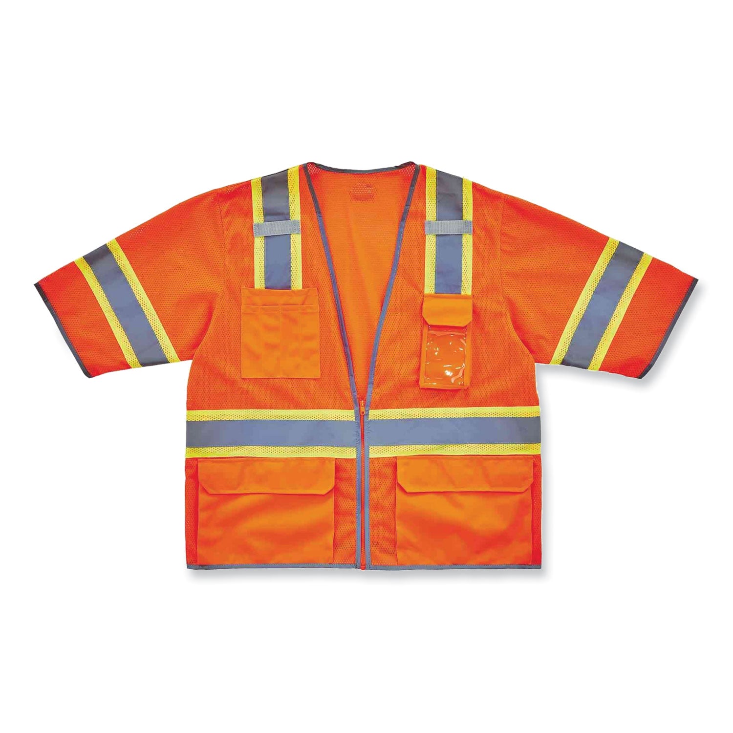 GloWear 8346Z Class 3 Two-Tone Hi-Vis Surveyor Zipper Vest, Small/Medium, Orange, Ships in 1-3 Business Days