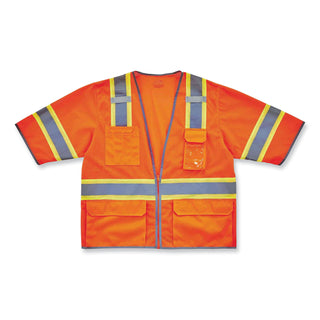 GloWear 8346Z Class 3 Two-Tone Hi-Vis Surveyor Zipper Vest, Large/X-Large, Orange, Ships in 1-3 Business Days