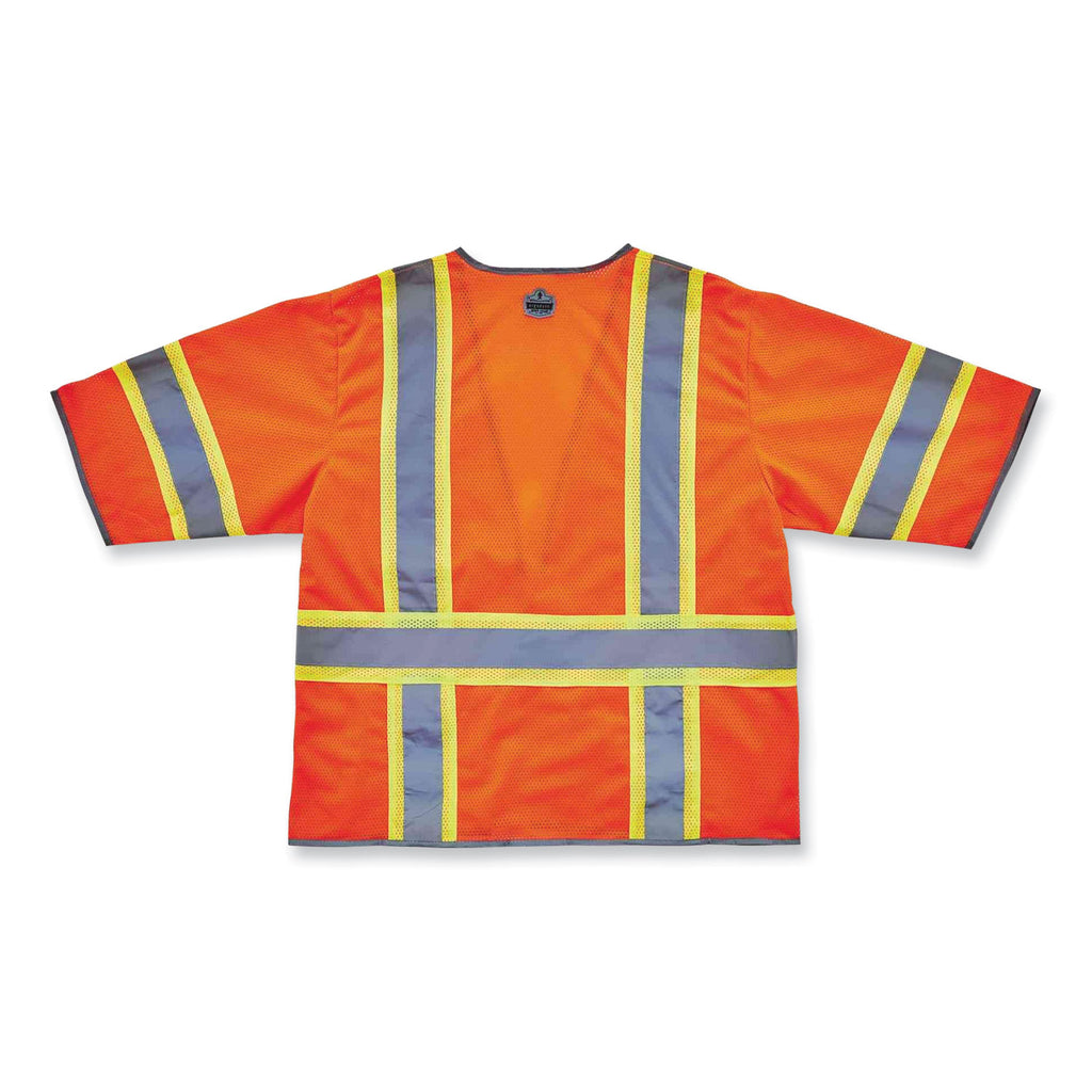 GloWear 8346Z Class 3 Two-Tone Hi-Vis Surveyor Zipper Vest, 2X-Large/3X-Large, Orange, Ships in 1-3 Business Days