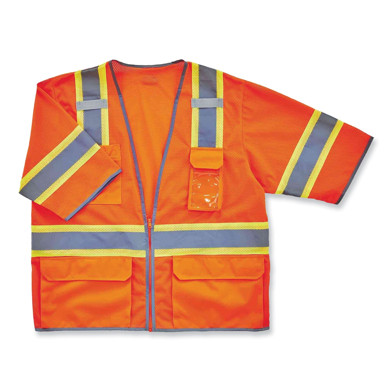 GloWear 8346Z Class 3 Two-Tone Hi-Vis Surveyor Zipper Vest, 2X-Large/3X-Large, Orange, Ships in 1-3 Business Days