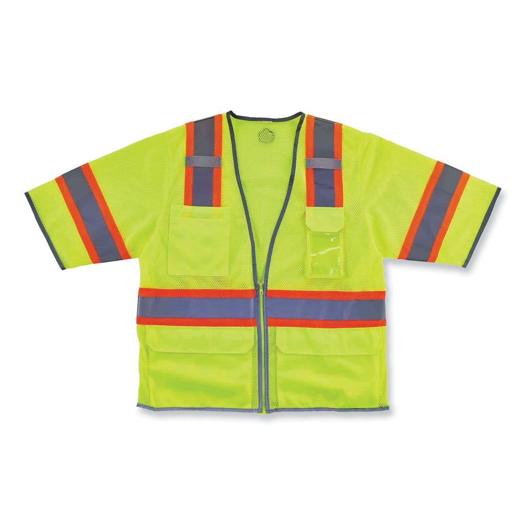 GloWear 8346Z Class 3 Two-Tone Hi-Vis Surveyor Zipper Vest, Small/Medium, Lime, Ships in 1-3 Business Days