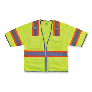 GloWear 8346Z Class 3 Two-Tone Hi-Vis Surveyor Zipper Vest, Small/Medium, Lime, Ships in 1-3 Business Days