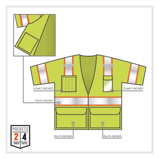 GloWear 8346Z Class 3 Two-Tone Hi-Vis Surveyor Zipper Vest, Small/Medium, Lime, Ships in 1-3 Business Days