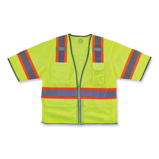 GloWear 8346Z Class 3 Two-Tone Hi-Vis Surveyor Zipper Vest, 2X-Large/3X-Large, Lime, Ships in 1-3 Business Days