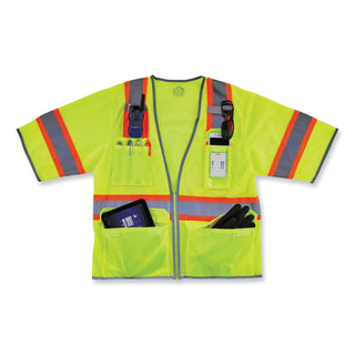 GloWear 8346Z Class 3 Two-Tone Hi-Vis Surveyor Zipper Vest, 2X-Large/3X-Large, Lime, Ships in 1-3 Business Days