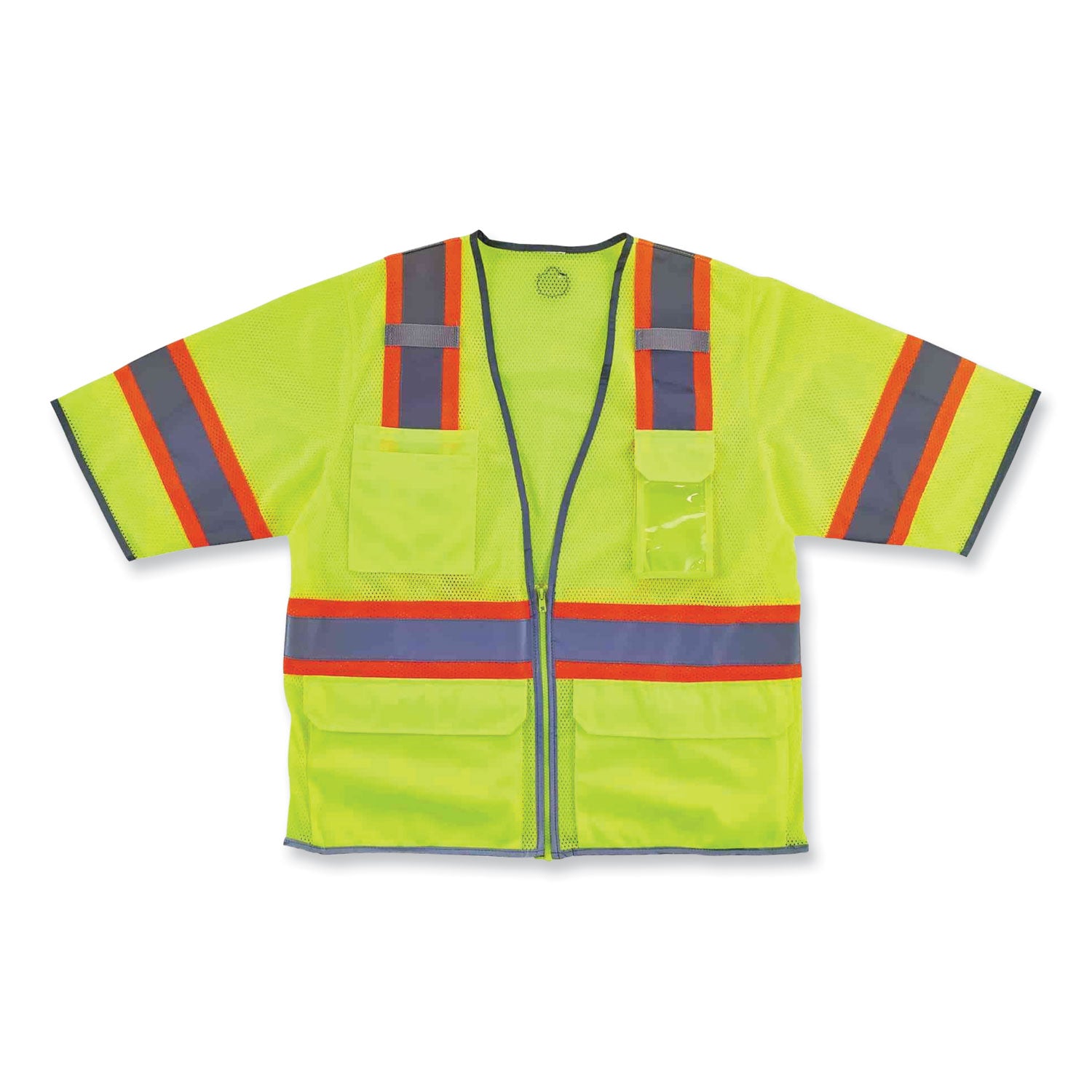 GloWear 8346Z Class 3 Two-Tone Hi-Vis Surveyor Zipper Vest, 4X-Large/5X-Large, Lime, Ships in 1-3 Business Days