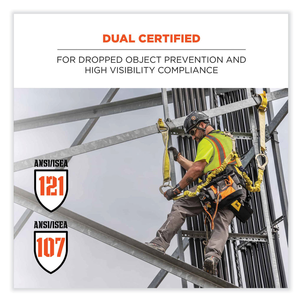 GloWear 8231TV Class 2 Hi-Vis Tool Tethering Safety Vest, Polyester, 2X-Large/3X-Large, Lime, Ships in 1-3 Business Days