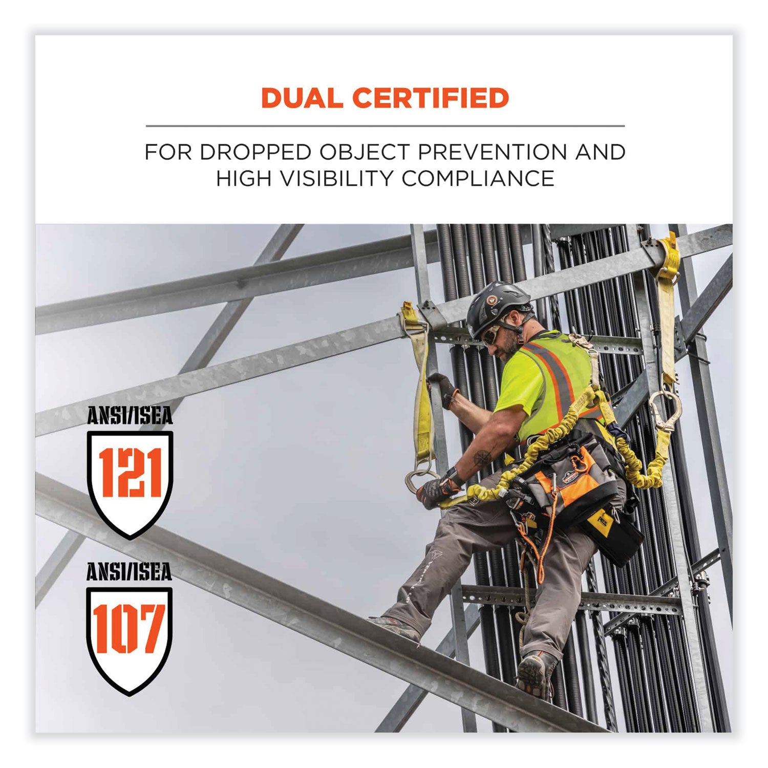 GloWear 8231TV Class 2 Hi-Vis Tool Tethering Safety Vest, Polyester, 2X-Large/3X-Large, Lime, Ships in 1-3 Business Days