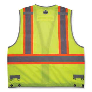 GloWear 8231TV Class 2 Hi-Vis Tool Tethering Safety Vest, Polyester, 4X-Large/5X-Large, Lime, Ships in 1-3 Business Days