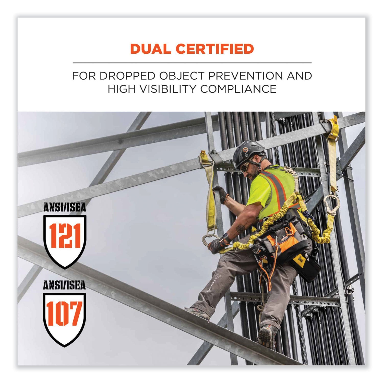 GloWear 8231TV Class 2 Hi-Vis Tool Tethering Safety Vest, Polyester, 4X-Large/5X-Large, Lime, Ships in 1-3 Business Days