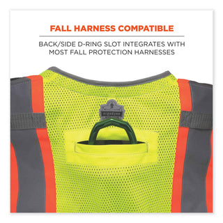 GloWear 8231TV Class 2 Hi-Vis Tool Tethering Safety Vest, Polyester, 4X-Large/5X-Large, Lime, Ships in 1-3 Business Days