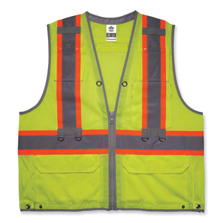GloWear 8231TV Class 2 Hi-Vis Tool Tethering Safety Vest, Polyester, 4X-Large/5X-Large, Lime, Ships in 1-3 Business Days