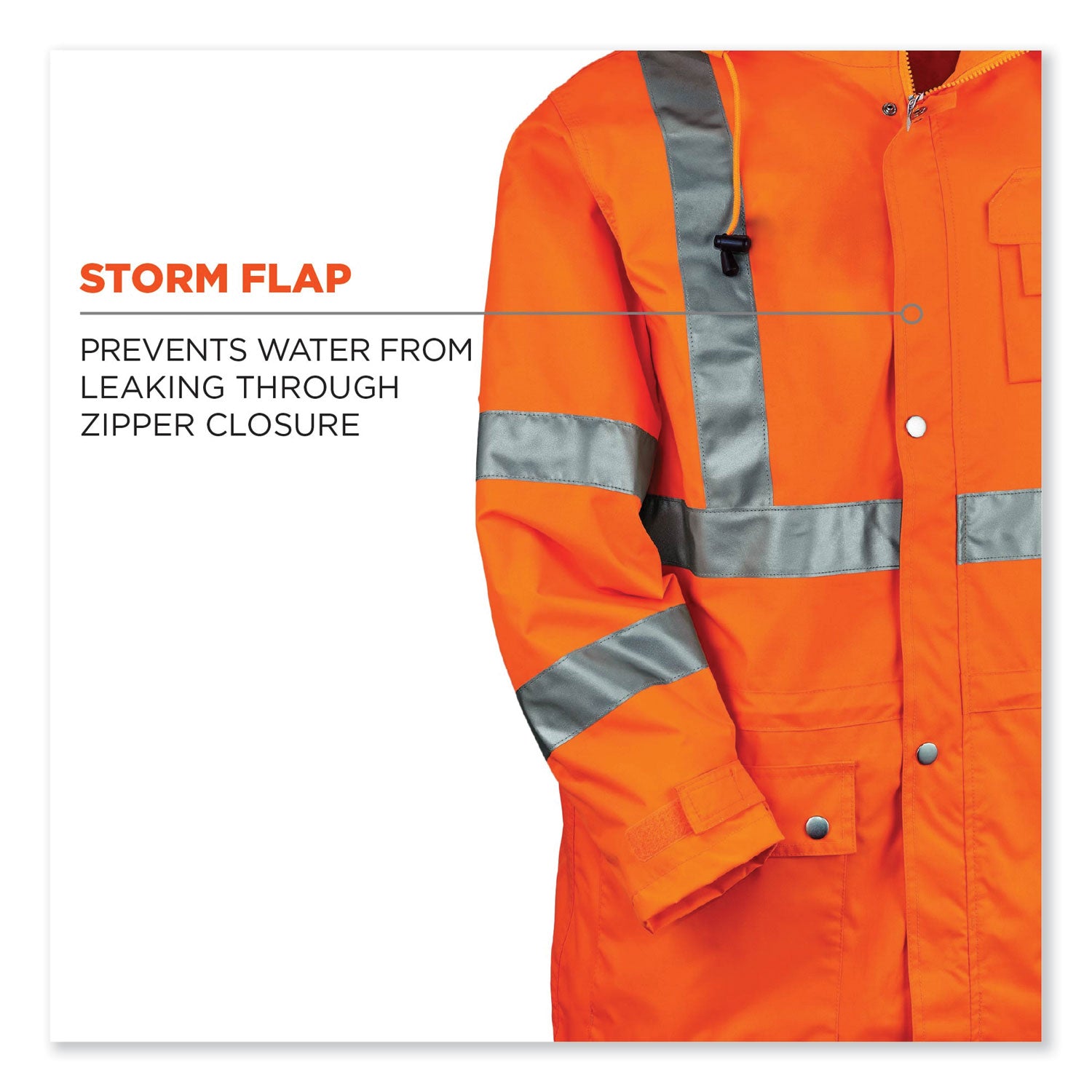 GloWear 8365 Class 3 Hi-Vis Rain Jacket, Polyester, Small, Orange, Ships in 1-3 Business Days
