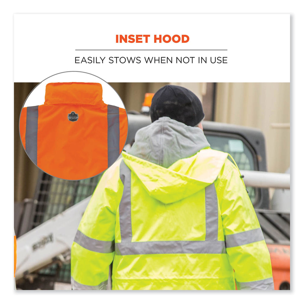 GloWear 8365 Class 3 Hi-Vis Rain Jacket, Polyester, Small, Orange, Ships in 1-3 Business Days