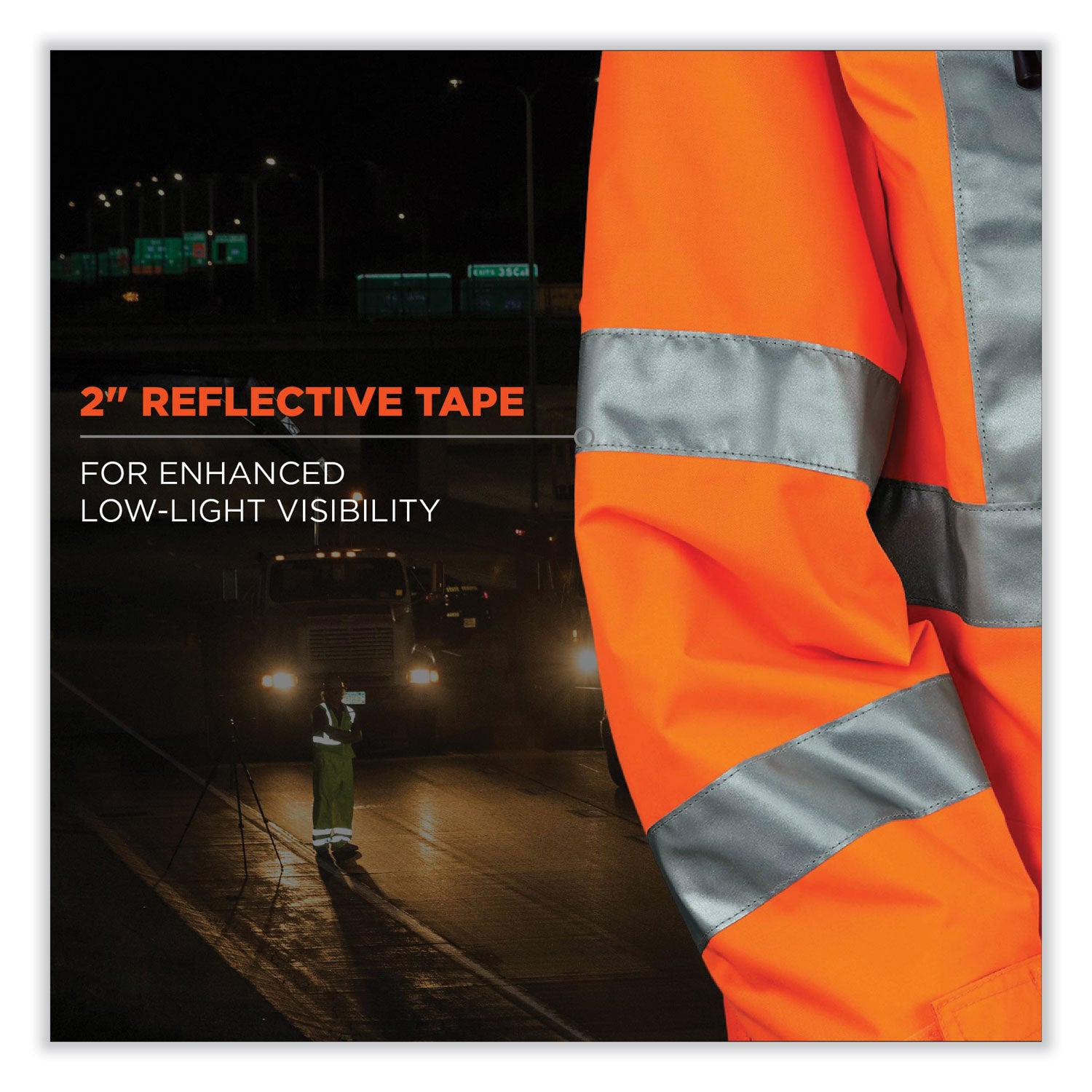 GloWear 8365 Class 3 Hi-Vis Rain Jacket, Polyester, Large, Orange, Ships in 1-3 Business Days