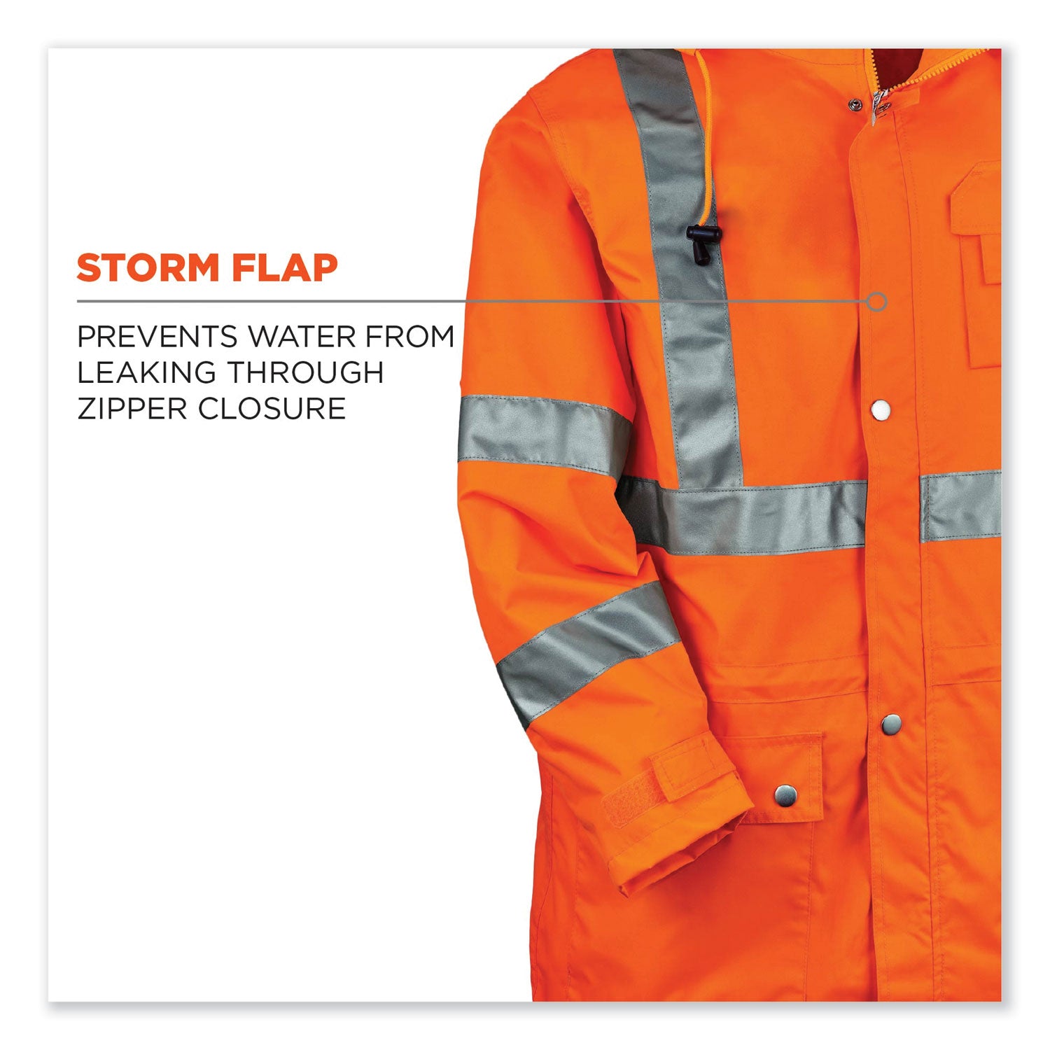 GloWear 8365 Class 3 Hi-Vis Rain Jacket, Polyester, 4X-Large, Orange, Ships in 1-3 Business Days
