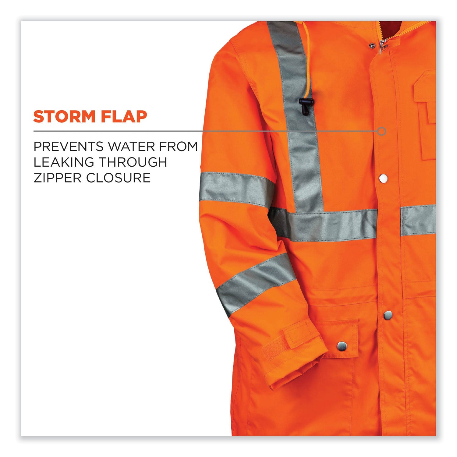 GloWear 8365 Class 3 Hi-Vis Rain Jacket, Polyester, 5X-Large, Orange, Ships in 1-3 Business Days