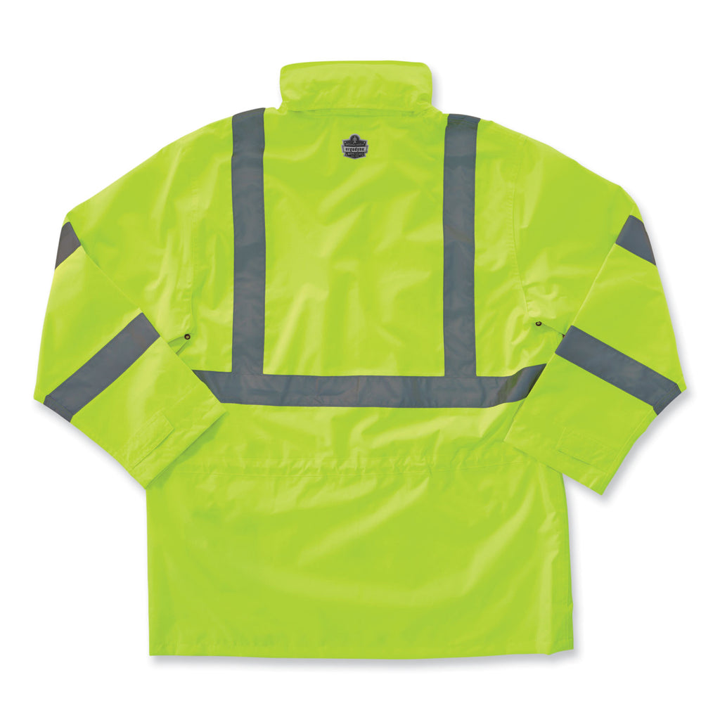 GloWear 8365 Class 3 Hi-Vis Rain Jacket, Polyester, Small, Lime, Ships in 1-3 Business Days