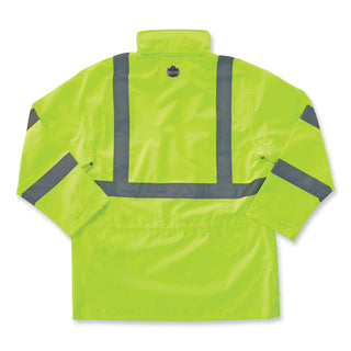GloWear 8365 Class 3 Hi-Vis Rain Jacket, Polyester, Large, Lime, Ships in 1-3 Business Days