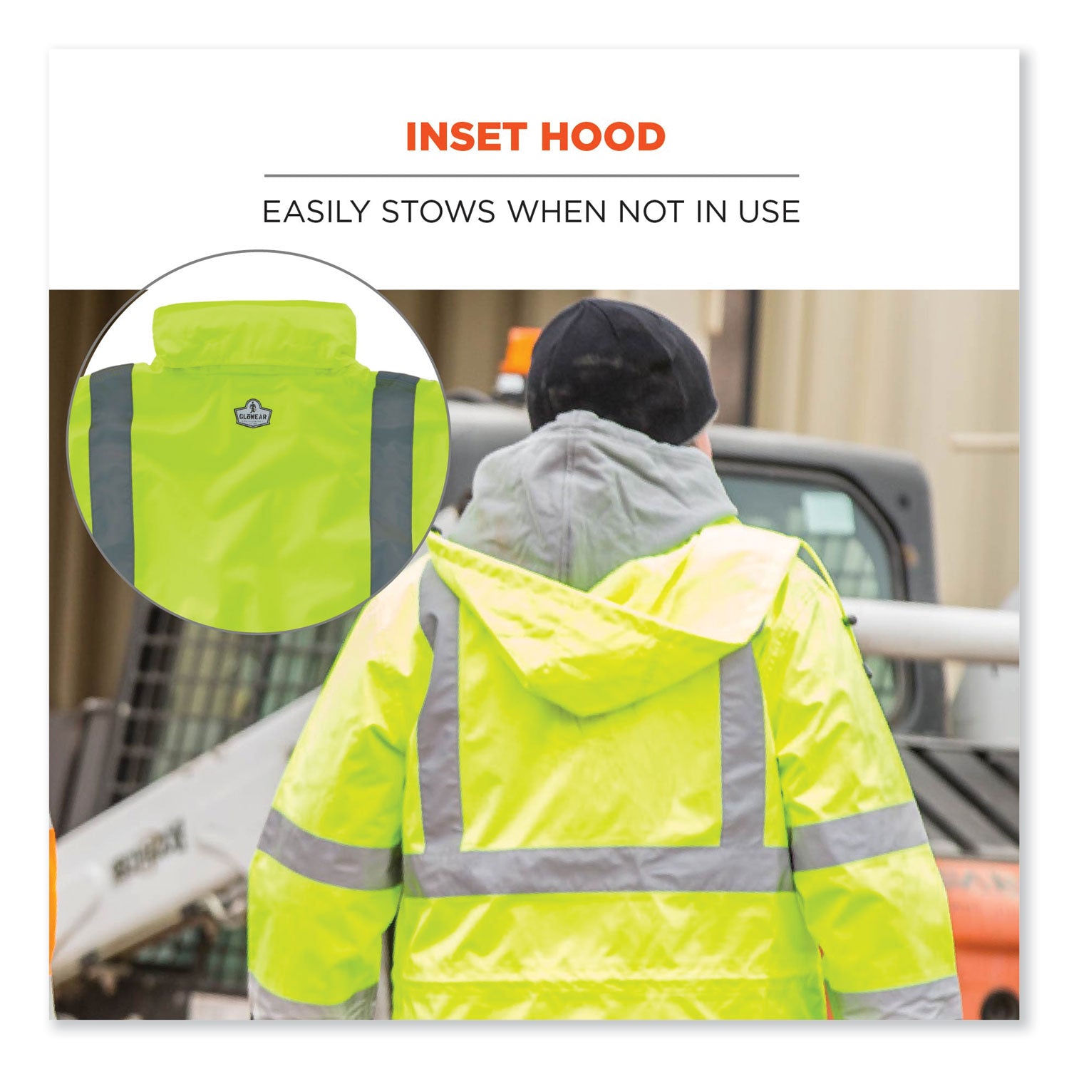 GloWear 8365 Class 3 Hi-Vis Rain Jacket, Polyester, 2X-Large, Lime, Ships in 1-3 Business Days
