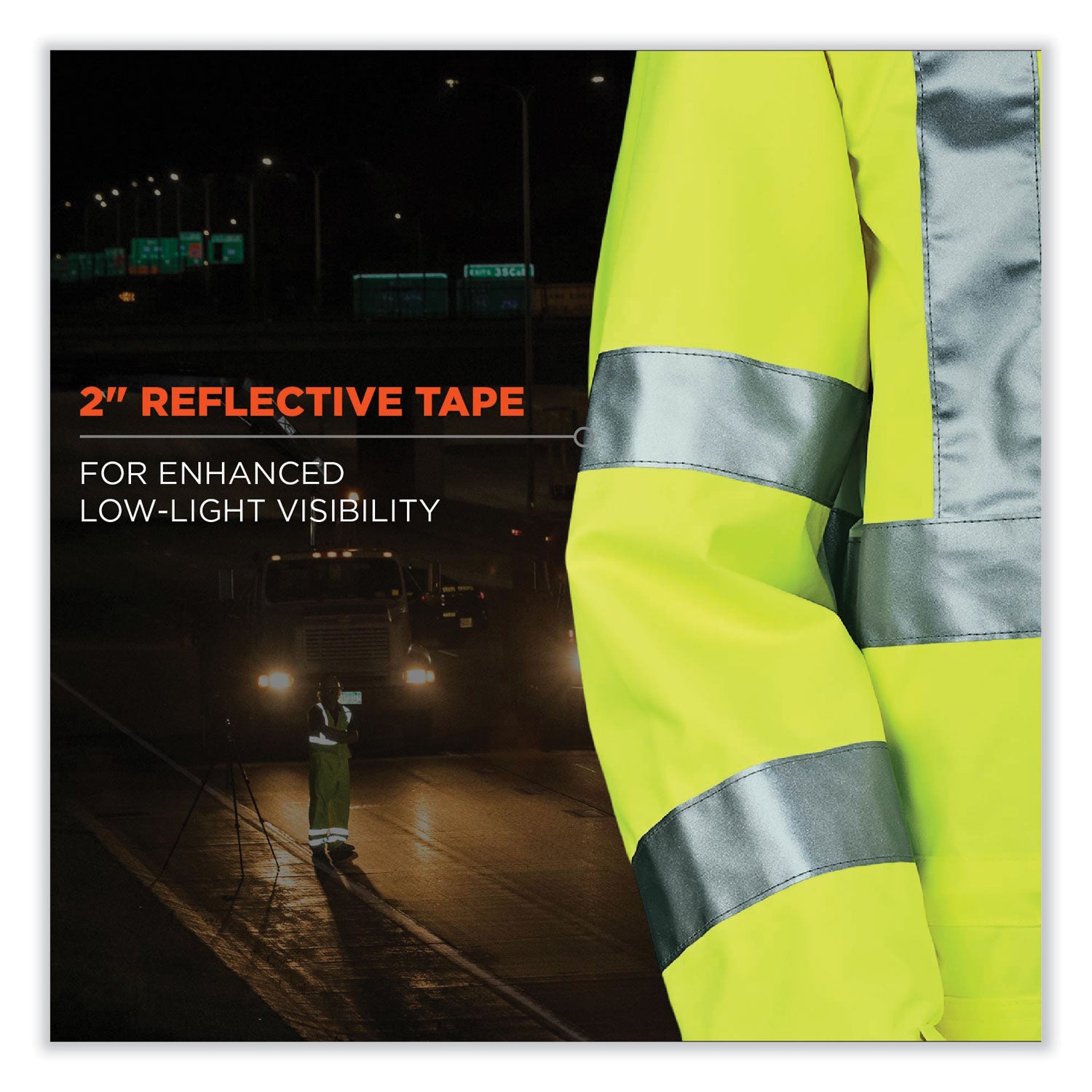 GloWear 8365 Class 3 Hi-Vis Rain Jacket, Polyester, 3X-Large, Lime, Ships in 1-3 Business Days
