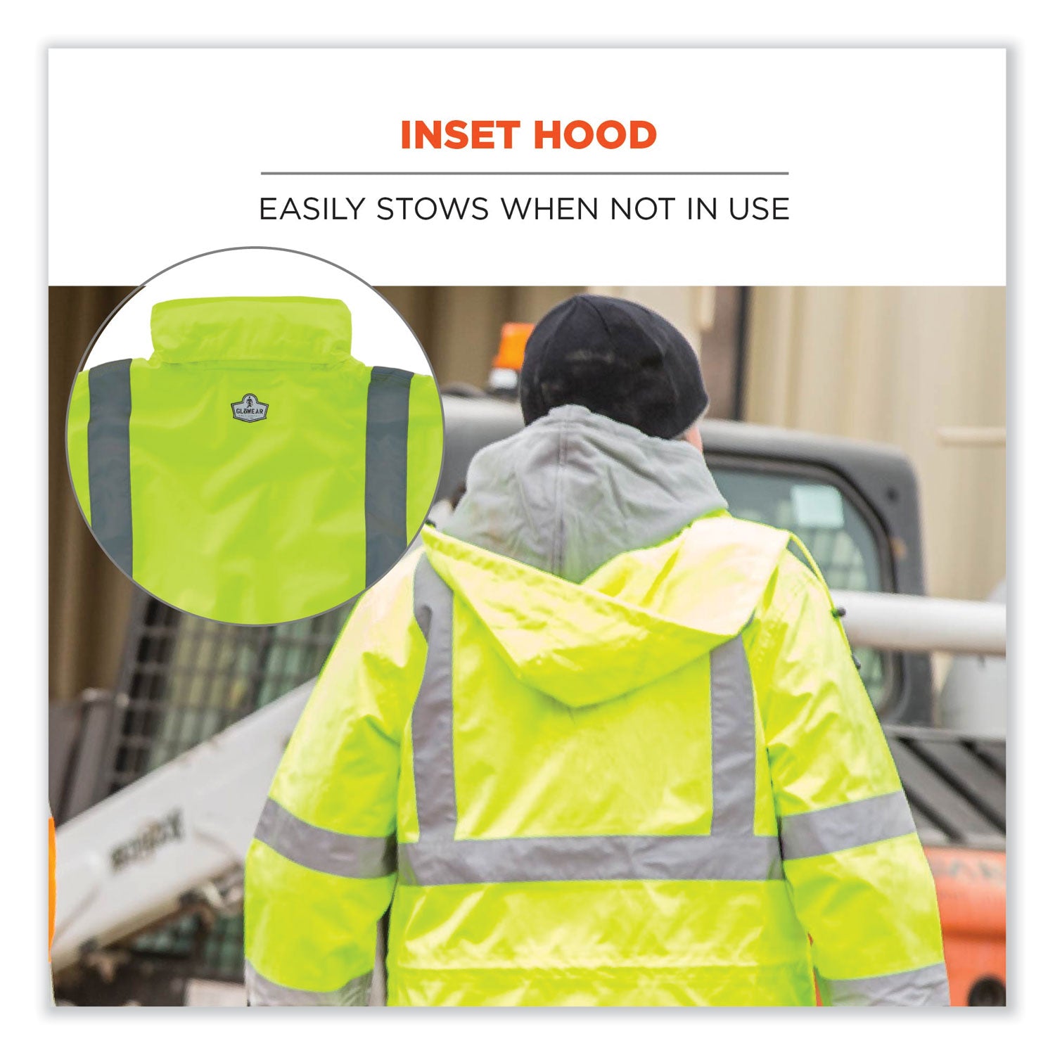 GloWear 8365 Class 3 Hi-Vis Rain Jacket, Polyester, 3X-Large, Lime, Ships in 1-3 Business Days