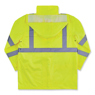 GloWear 8366 Class 3 Lightweight Hi-Vis Rain Jacket, Polyester, Small, Lime, Ships in 1-3 Business Days