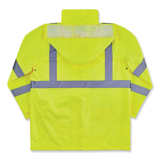 GloWear 8366 Class 3 Lightweight Hi-Vis Rain Jacket, Polyester, Medium, Lime, Ships in 1-3 Business Days