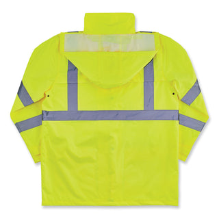 GloWear 8366 Class 3 Lightweight Hi-Vis Rain Jacket, Polyester, 2X-Large, Lime, Ships in 1-3 Business Days