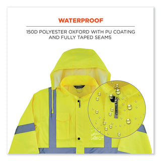 GloWear 8366 Class 3 Lightweight Hi-Vis Rain Jacket, Polyester, 2X-Large, Lime, Ships in 1-3 Business Days