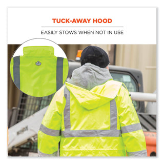 GloWear 8366 Class 3 Lightweight Hi-Vis Rain Jacket, Polyester, 2X-Large, Lime, Ships in 1-3 Business Days