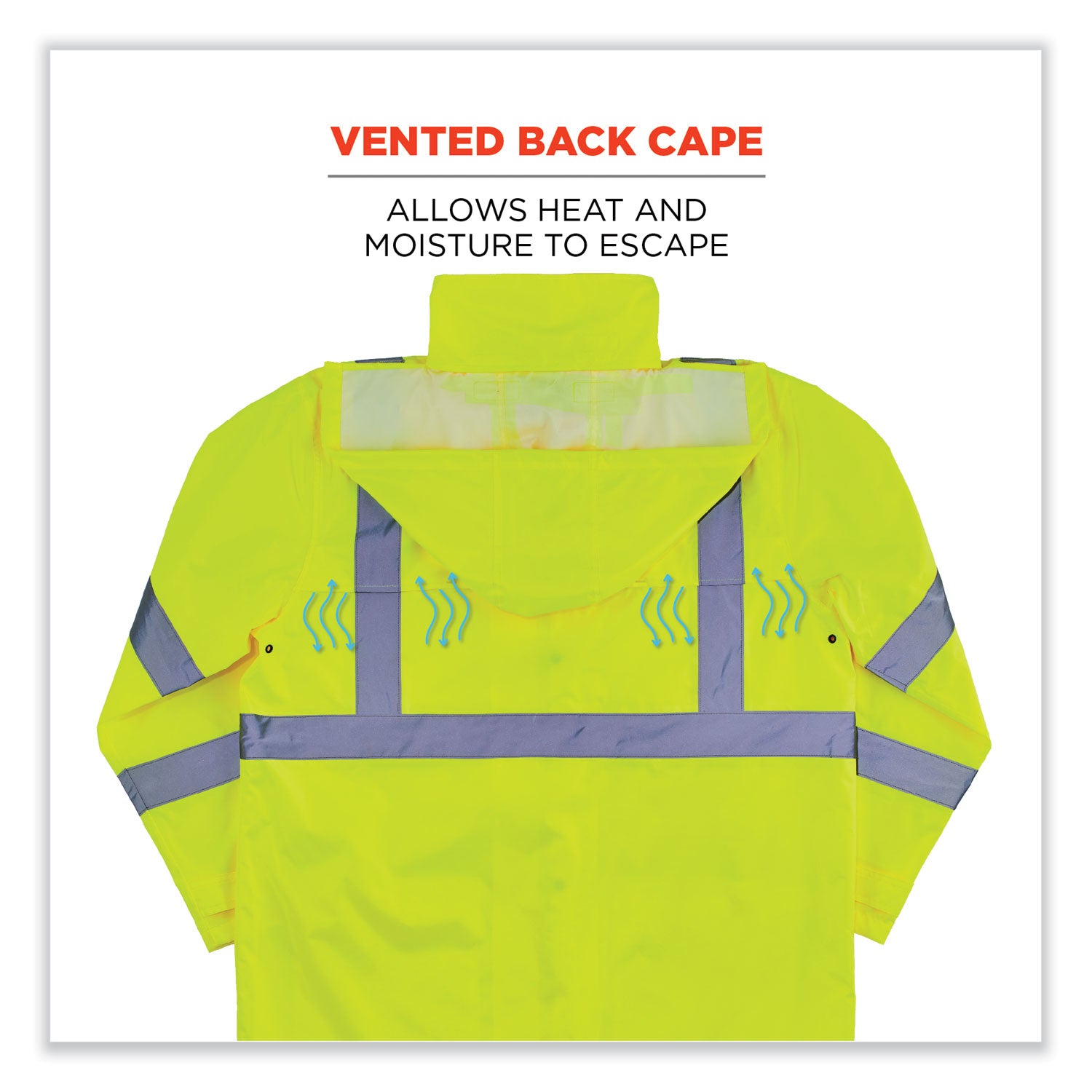 GloWear 8366 Class 3 Lightweight Hi-Vis Rain Jacket, Polyester, 3X-Large, Lime, Ships in 1-3 Business Days
