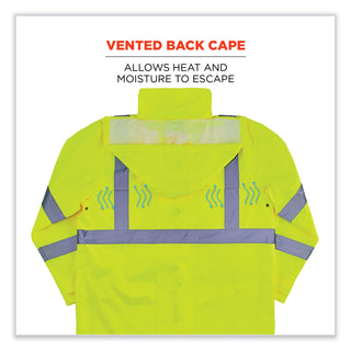 GloWear 8366 Class 3 Lightweight Hi-Vis Rain Jacket, Polyester, 3X-Large, Lime, Ships in 1-3 Business Days